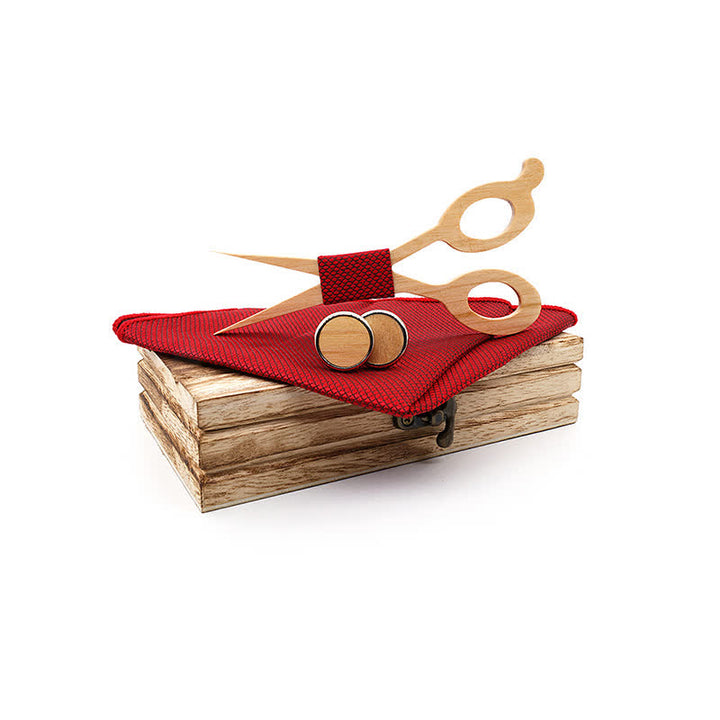 3Pcs Men's Scissors Wooden Bow Tie Set