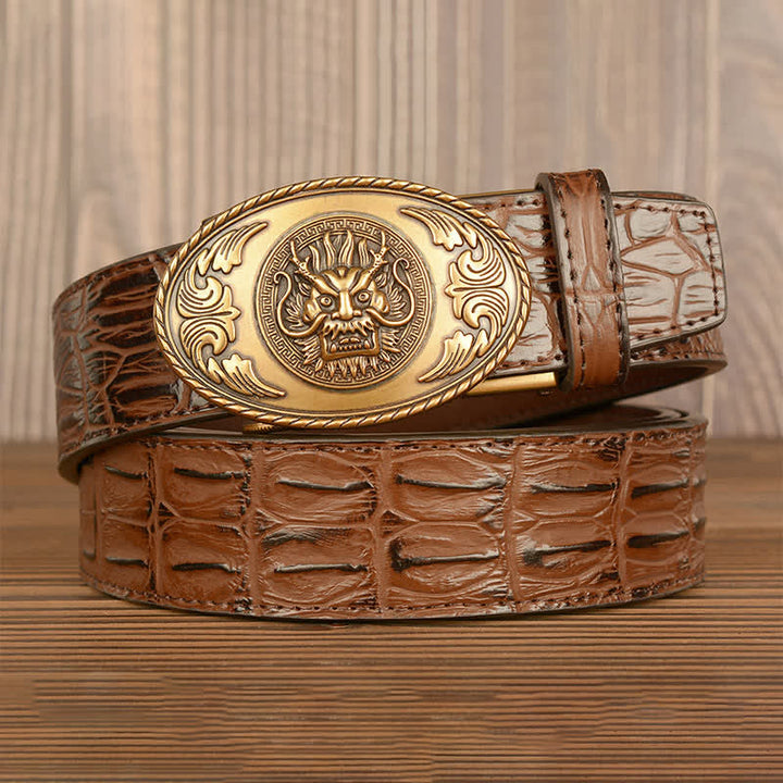 Men's Dragon Head Crocodile Pattern Leather Belt