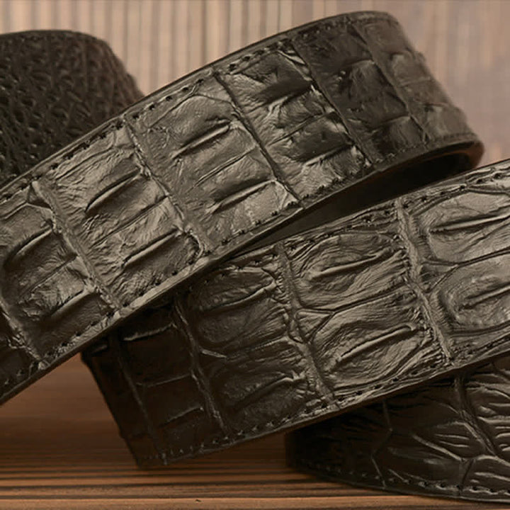 Men's Eagle Head Crocodile Embossed Leather Belt