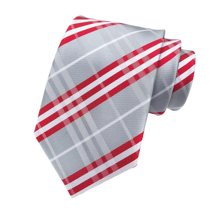 Men's Dashing Scottish Plaid Necktie - Silver - image 8