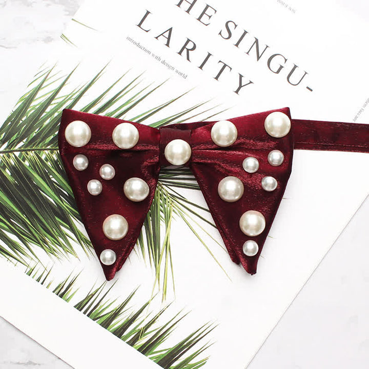 Pearls Bright Oversized Pointed Bow Tie