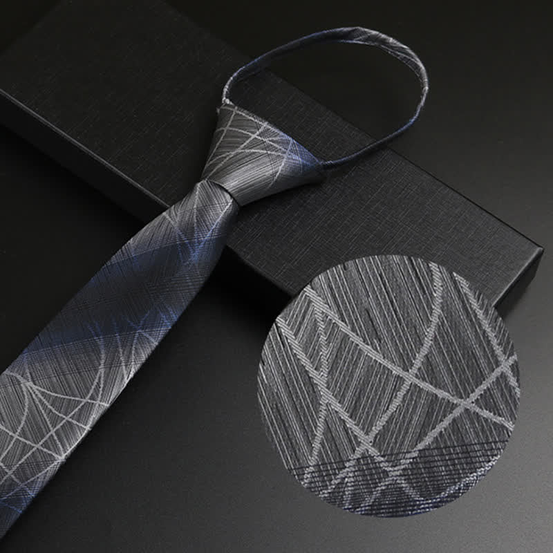 Men's Blue-Gray Zipper Tie Horizon Necktie