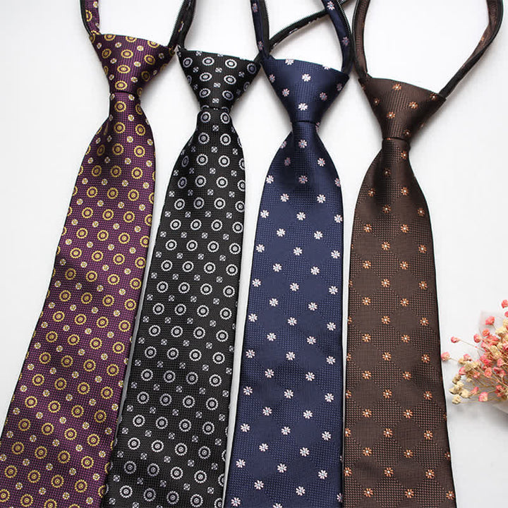 Men's Retro Floral Zipper Tie Motifs Necktie