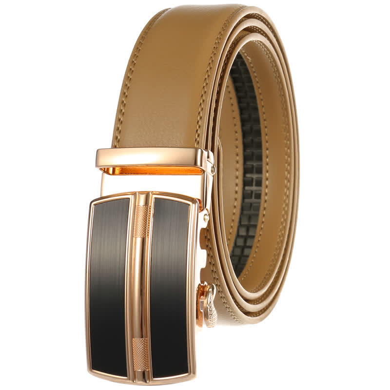 Men's Simple Hollow Automatic Buckle Leather Belt