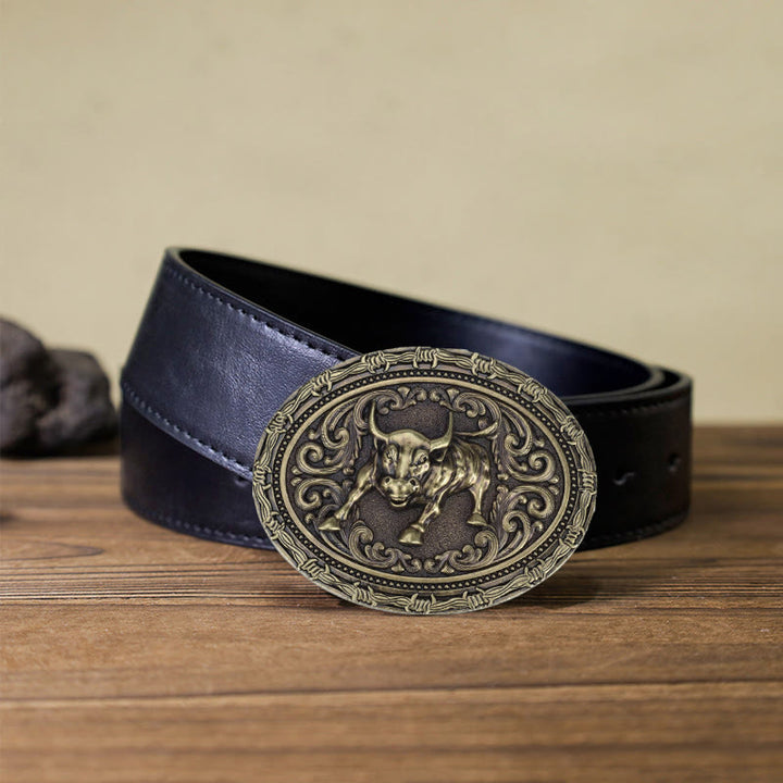 Men's DIY Cowboy Bullfighter Buckle Leather Belt