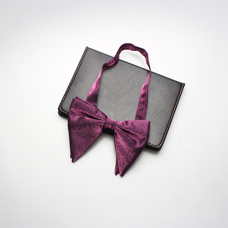 Men's Bright Satin Silk Oversized Pointed Bow Tie