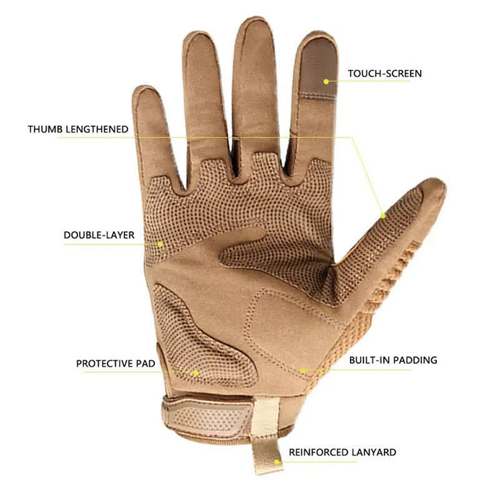 Rubber Hard Knuckle Touch Screen Tactical Gloves