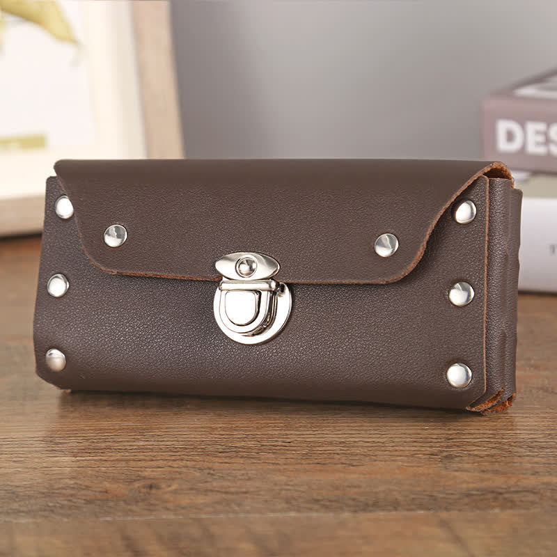 Rivet Decor Button Universal Phone Leather Belt Bag