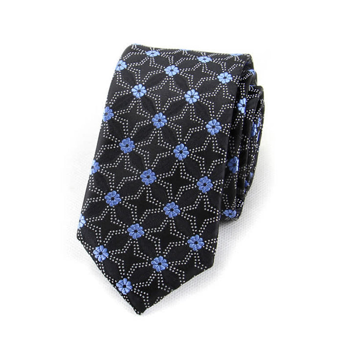 Men's Flower Embroidered Geometric Necktie