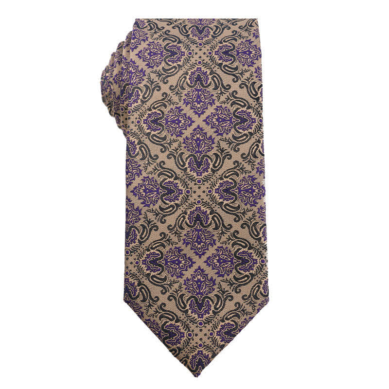 Men's British Khaki Champagne Series Necktie - Exotic Flower - image 8