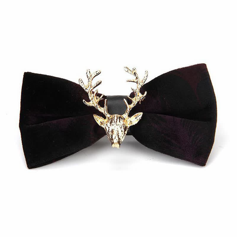 Men's Reindeer Head Velvet Bow Tie