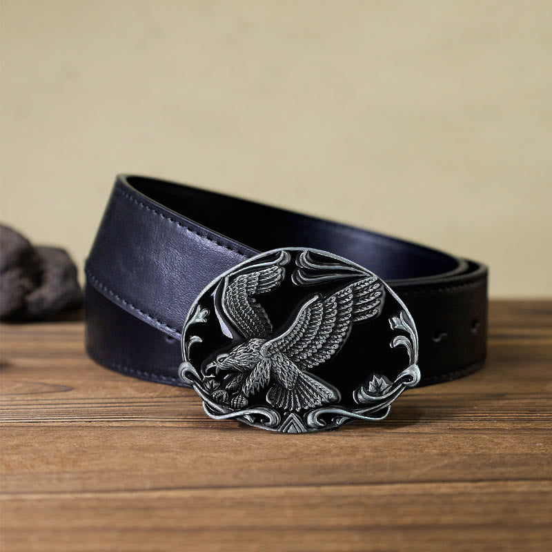 Men's DIY Spreading Wings Eagle Freedom Buckle Leather Belt