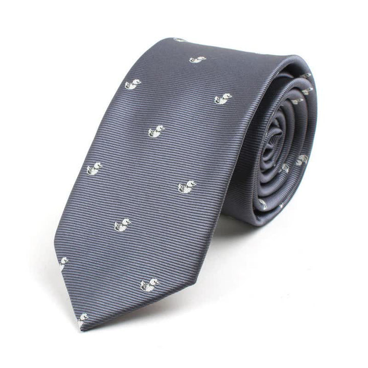 Men's Cute Cartoon Motifs Necktie - Gray Duck - image 13