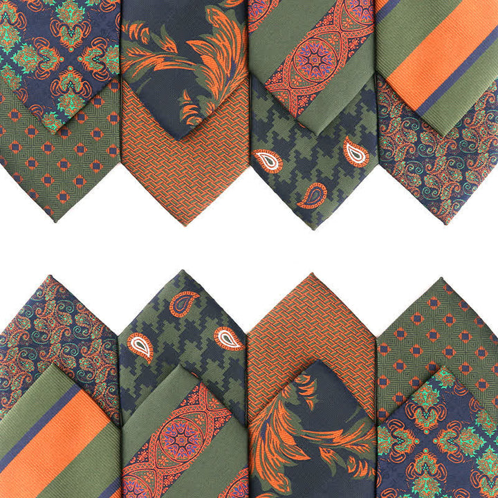 Men's Forest Green Orange Series Necktie