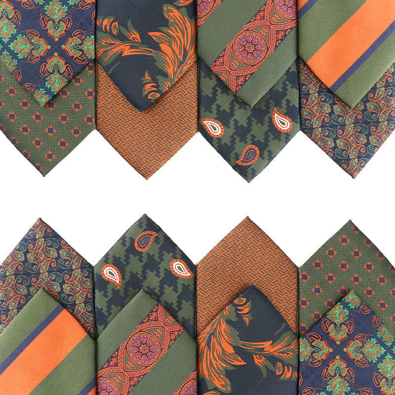 Men's Forest Green Orange Series Necktie - image 0