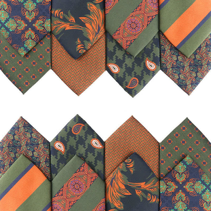 Men's Forest Green Orange Series Necktie - image 0