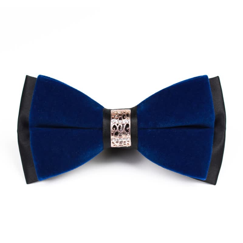 Men's Rhinestone Patchwork Velvet Bow Tie - Royal - image 1