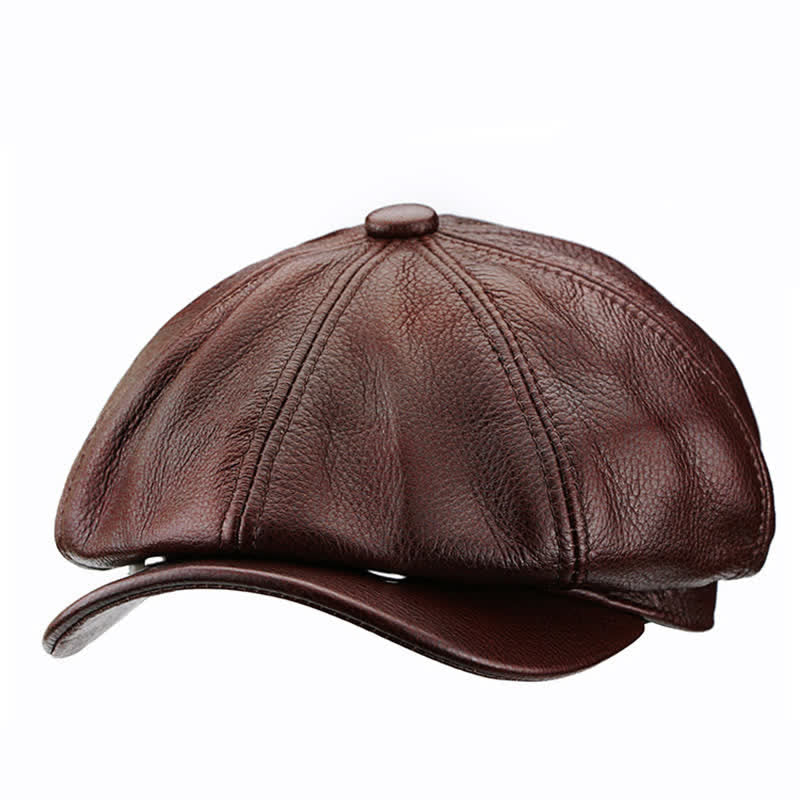 Painter Cowhide Leather Gatsby 8 Panel Beret Cap