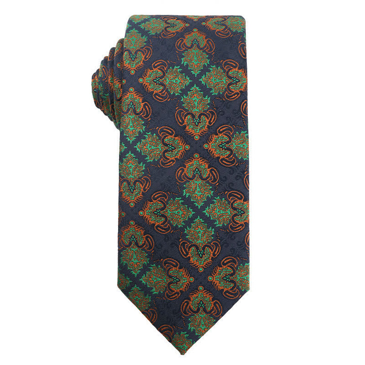 Men's Forest Green Orange Series Necktie - Exotic - image 2