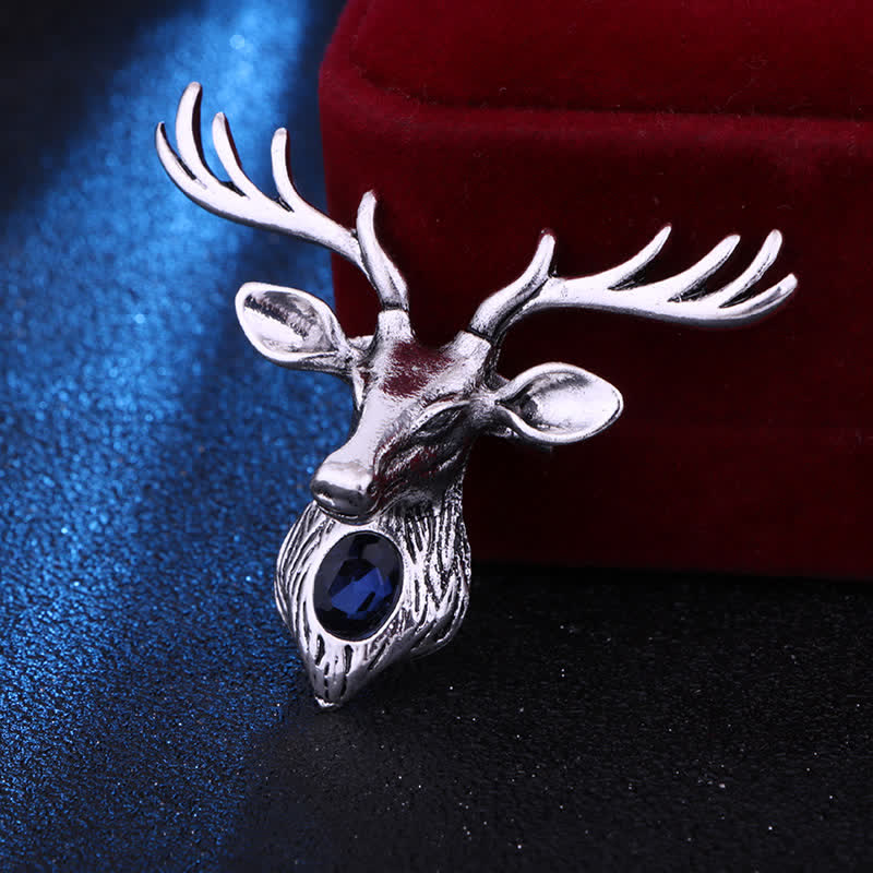 Men's Majestic Blue Gem Deer Brooch