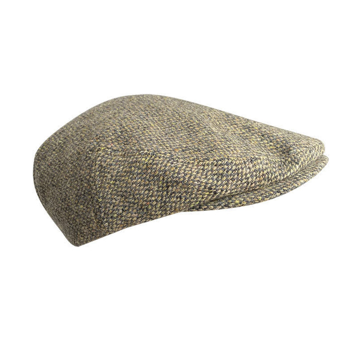 Tweed Herringbone Plaid Beret Flat Cap - image 3