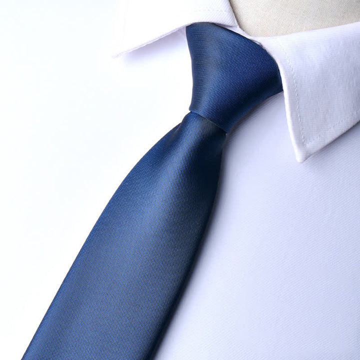 Men's Solid Color Zipper Tie Adjustable Necktie