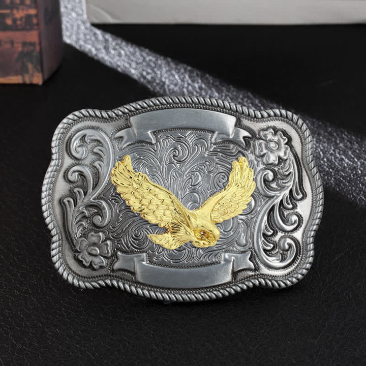 Men's DIY Gold Carving Animal Buckle Leather Belt - Eagle - Without Belt - image 10
