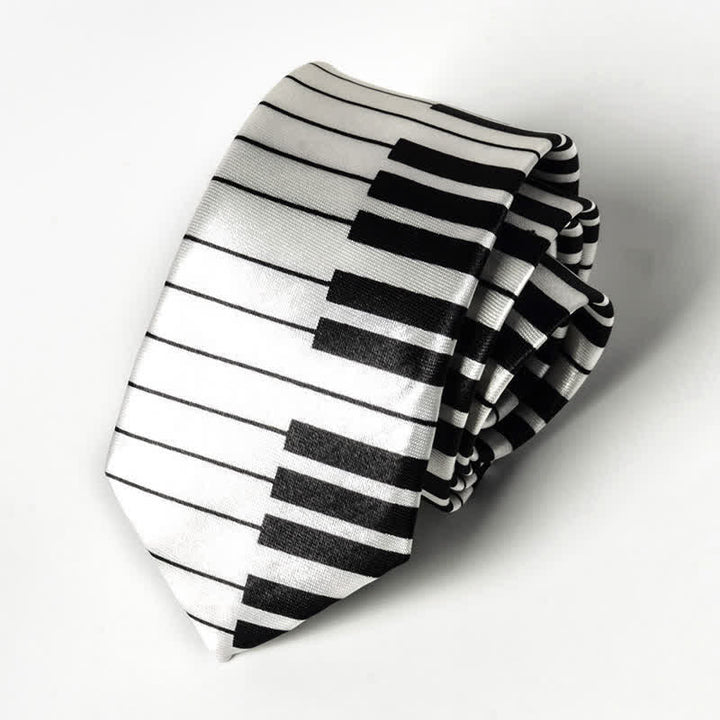 Men's Personality Piano Music Note Necktie - White Piano - image 17
