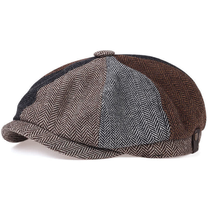 Retro Herringbone Octagonal Beret Hat