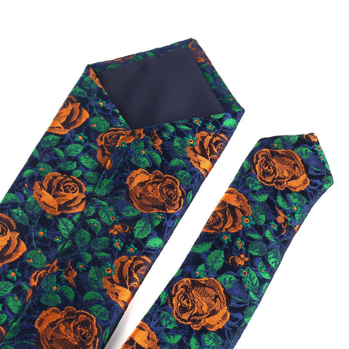 Men's Elegant Roses Leaves Necktie