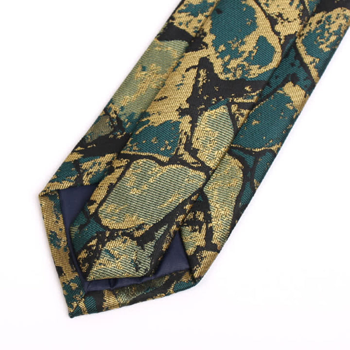 Men's Gold-green Abstract Graphic Necktie