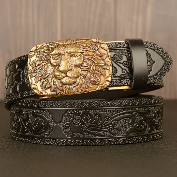 Men's Honor Male Lion Head Leather Belt