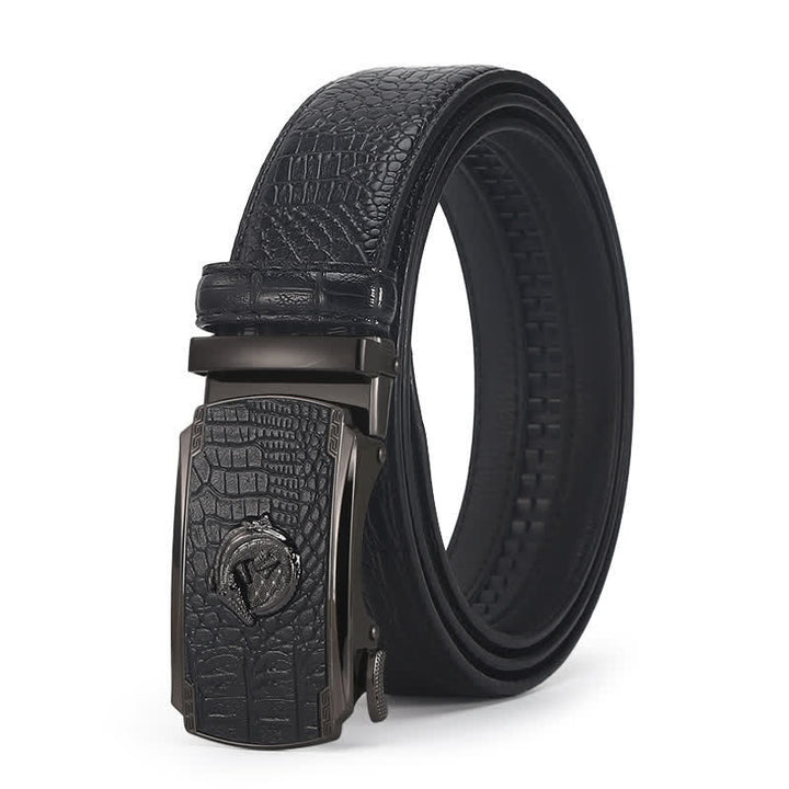 Men's Crocodile Pattern Automatic Buckle Leather Belt