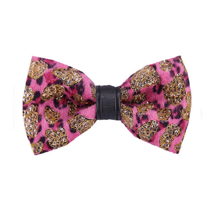 Men's Leopard Blue Yellow Crystal Bow Tie