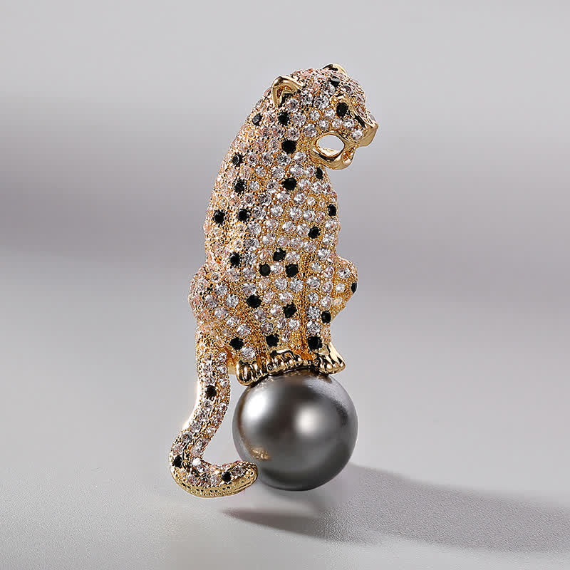 Men's Jaguar Panther Pearl Brooch