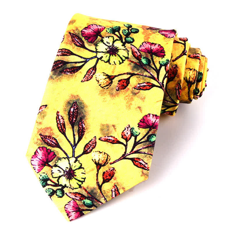 Men's Bright Art Floral Painting Necktie