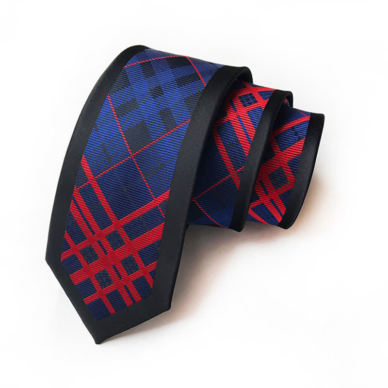 Men's Timeless Nobility Plaid Necktie - Navy & Red - image 2