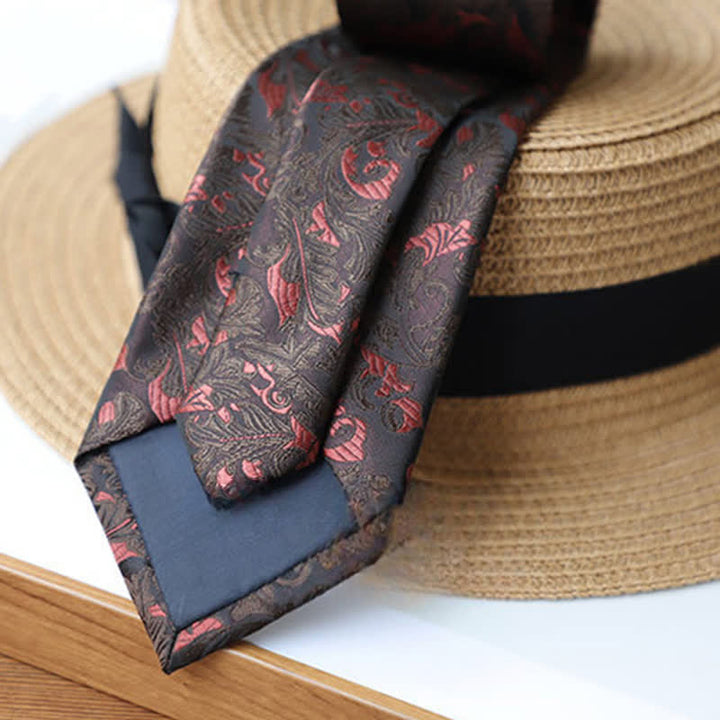 Men's Black & Red Thistles Exotic Mystery Necktie