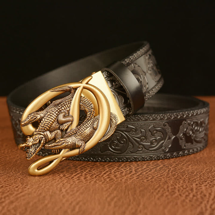 Men's Crocodile Buckle Embossing Leather Belt