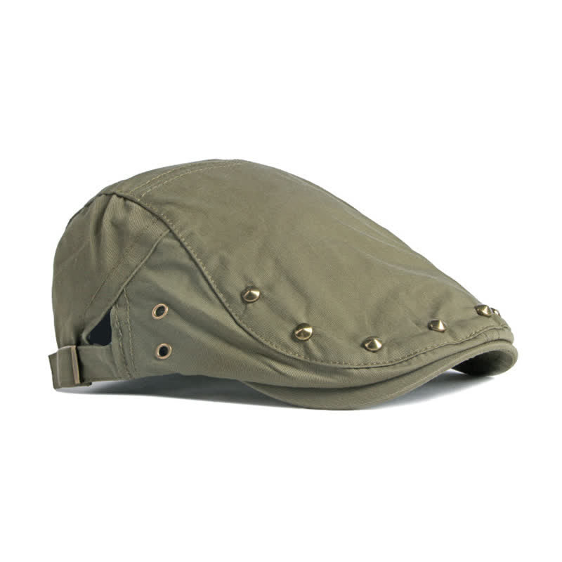 Hip Pop Rivet Cotton Flat Cap Beret