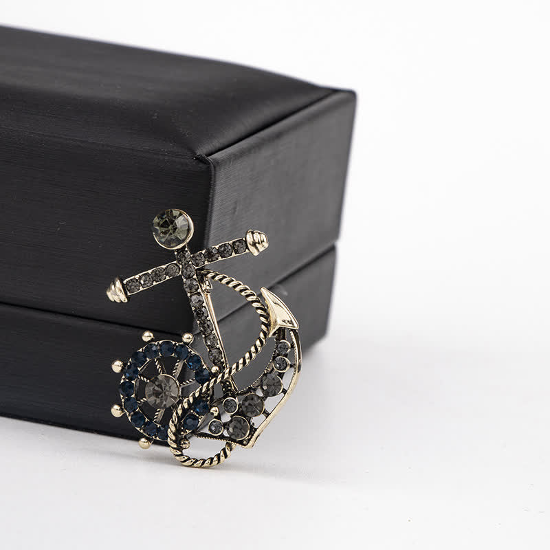 Men's Helmsman Navy Anchor Brooch - Black - image 3