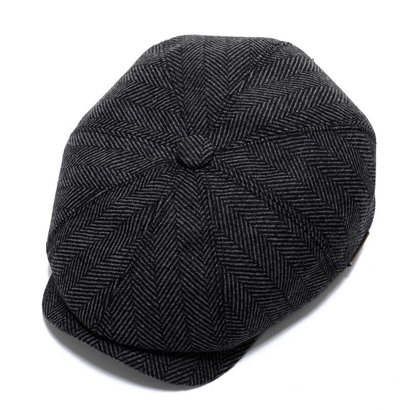 Classic Newsboy Flat Cap with Earflap Beret