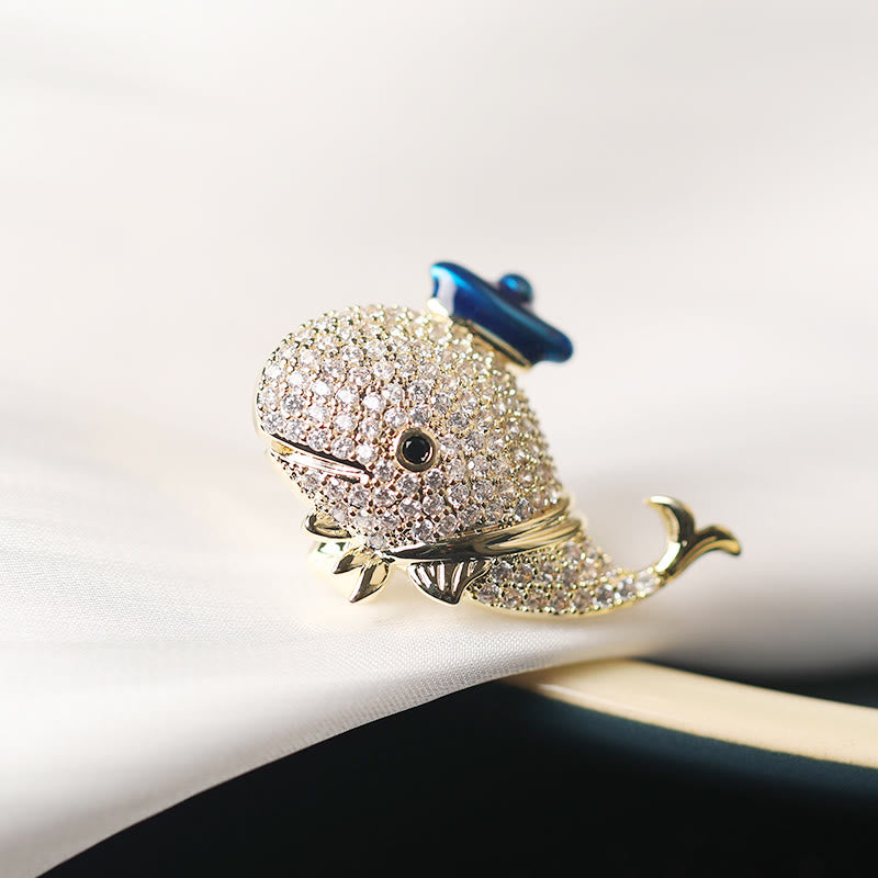 Women's Marine Rhinestone Whale Brooch