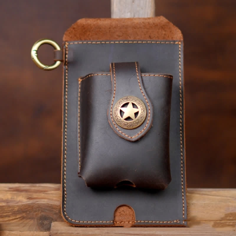 Star Magnetic Suction Leather Phone Belt Bag