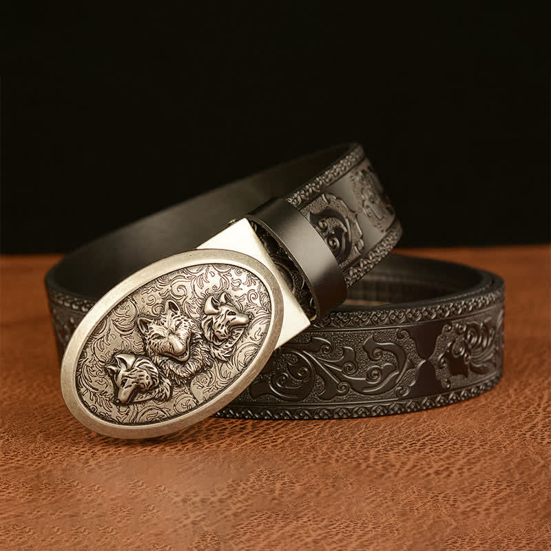 Men's Legend Of Hungry Wolves Leather Belt