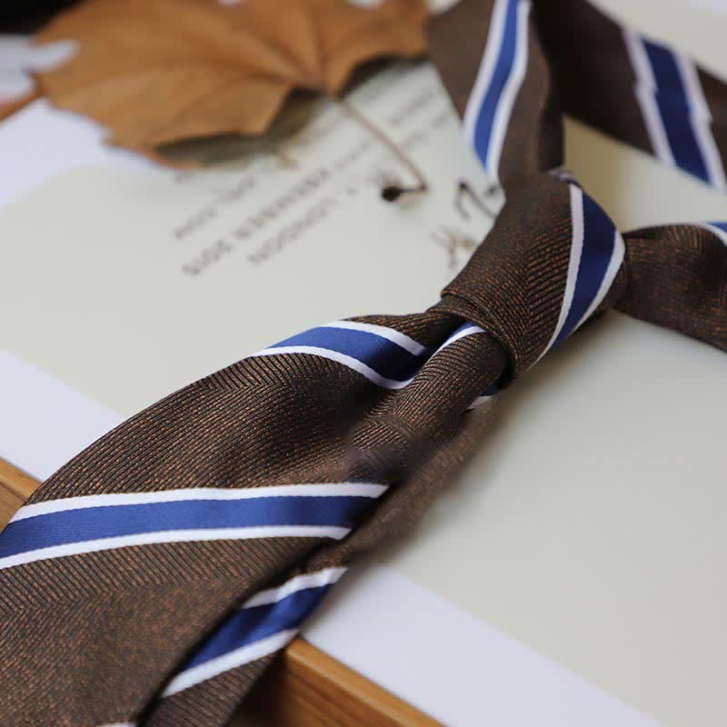 Men's Coffee Colors Series Striped Paisley Necktie - Style #2 - image 6